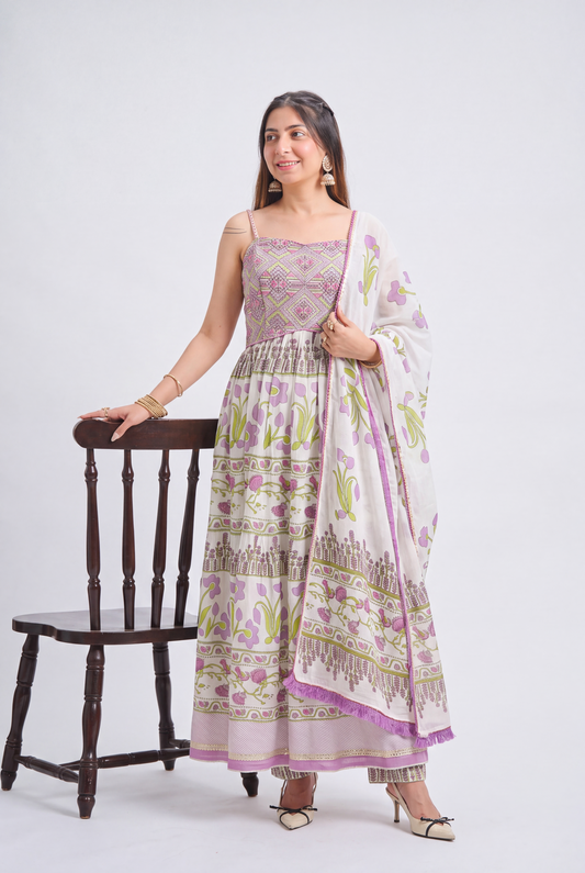 Tbfo Lavender Bloom Anarkali Set