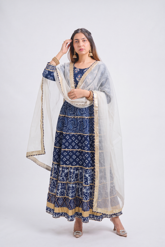 Tbfo Indigo Sharara Set