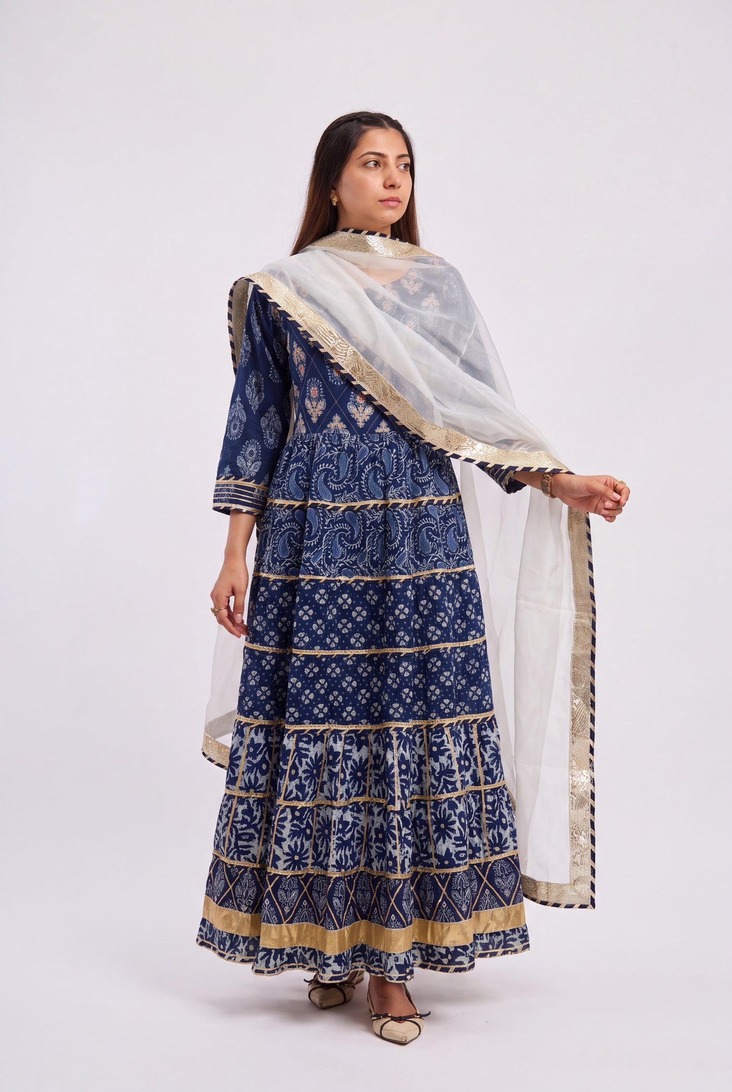 Tbfo Indigo Noor Anarkali Set