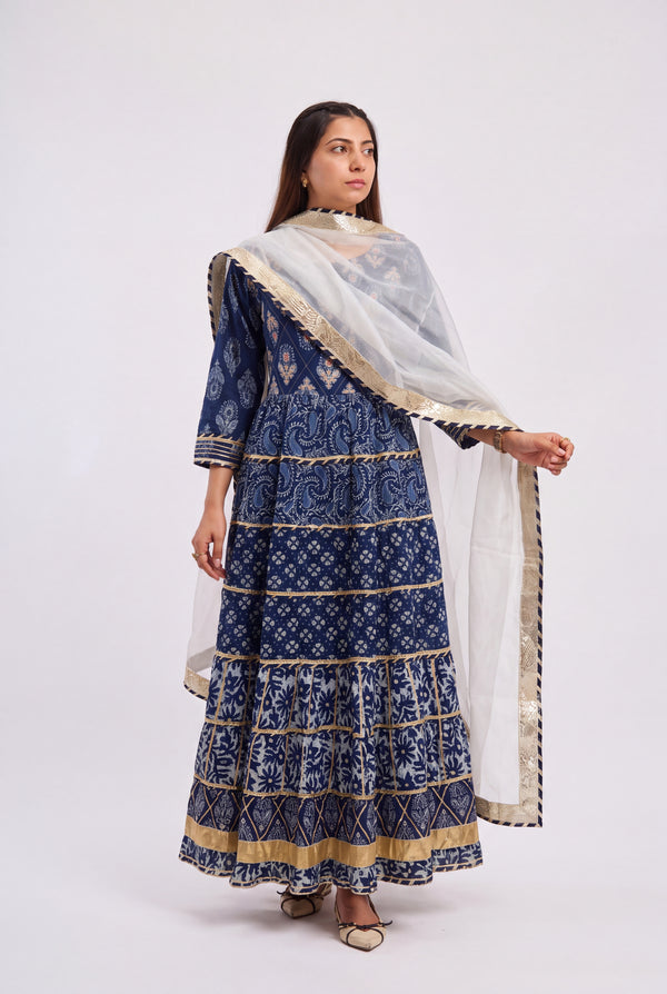 Tbfo Indigo Noor Anarkali Set