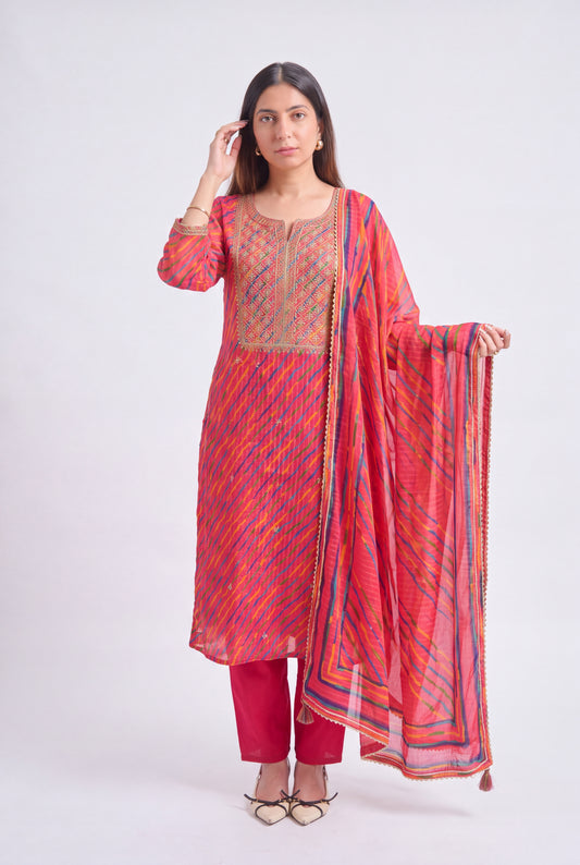 Tbfo Pink Lehriya Set