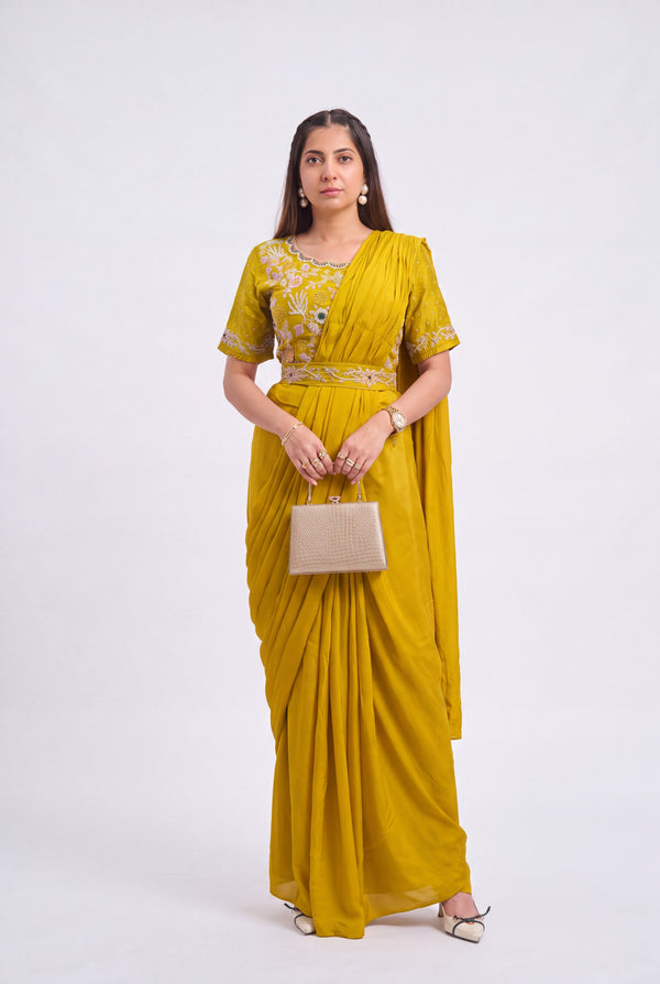 Tbfo Mustard Majesty Saree