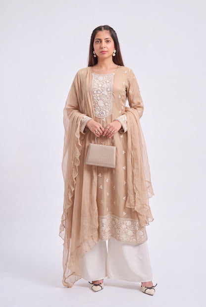 Tbfo Peach Anarkali Set
