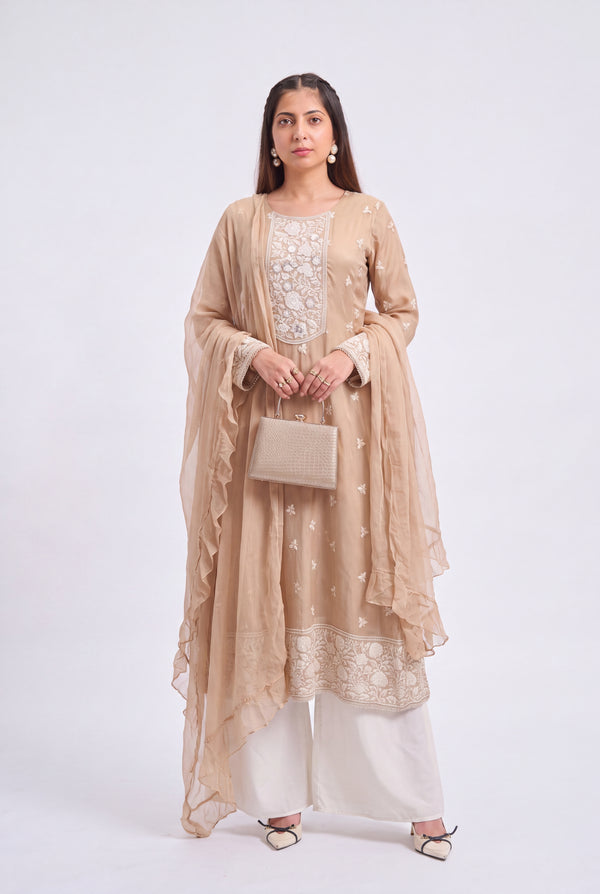 Tbfo Peach Anarkali Set