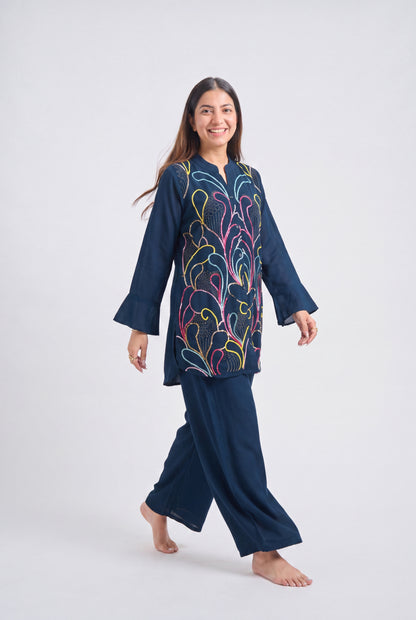 Tbfo Blue Colourful Coord Set
