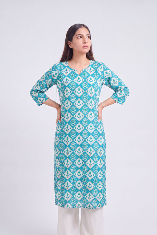 Tbfo Zoya Turquoise Print kurti