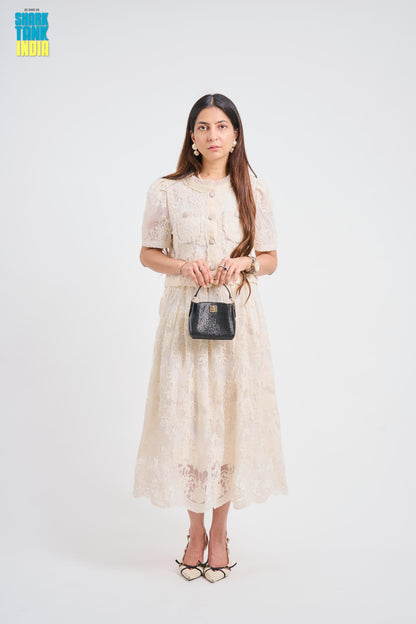Tbfo Safed Pari Cream Coord Set
