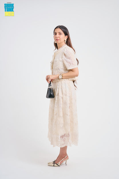Tbfo Safed Pari Cream Coord Set