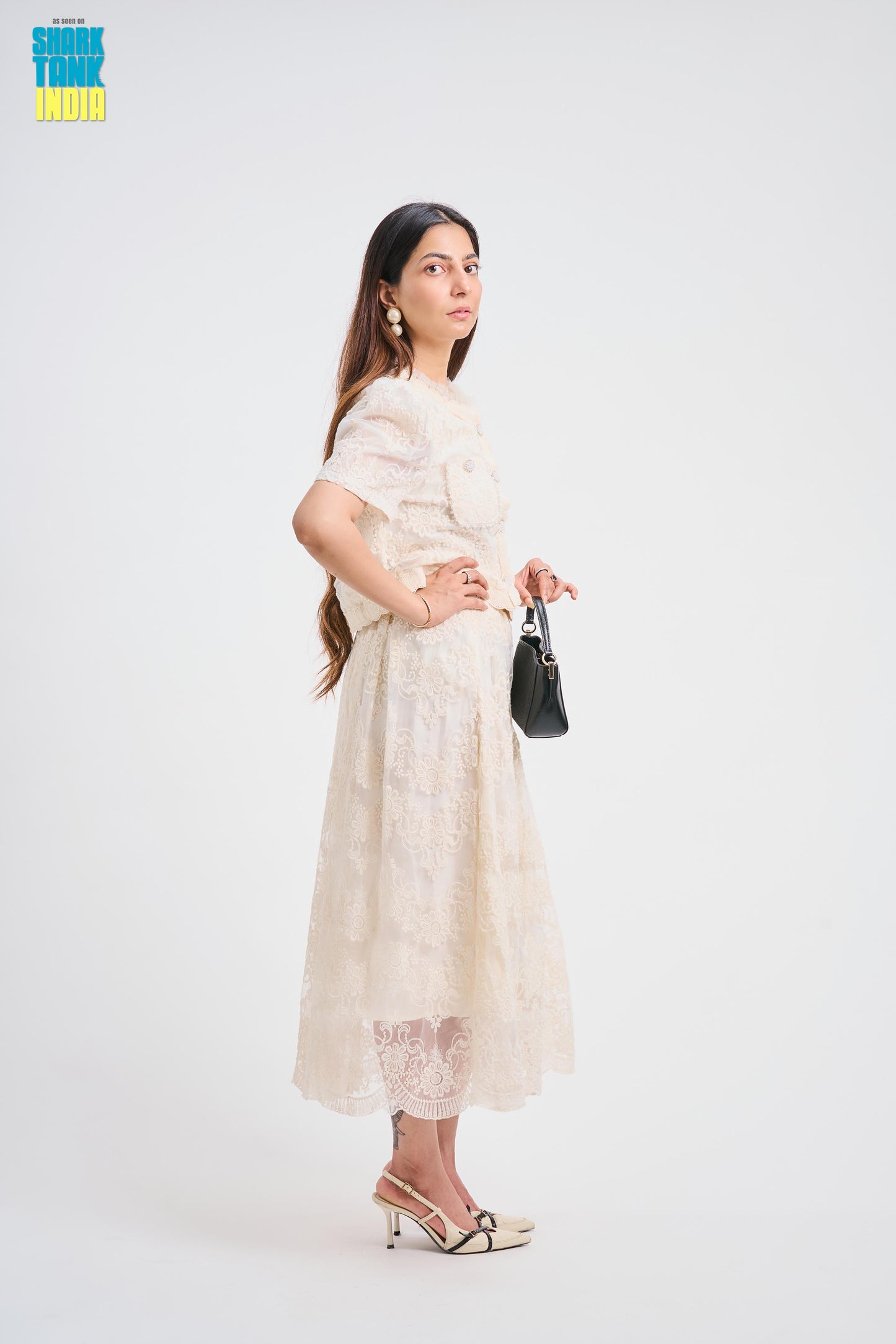 Tbfo Safed Pari Cream Coord Set