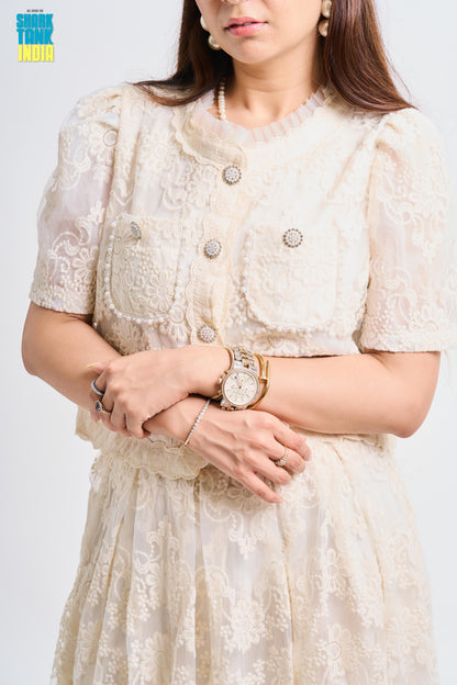Tbfo Safed Pari Cream Coord Set