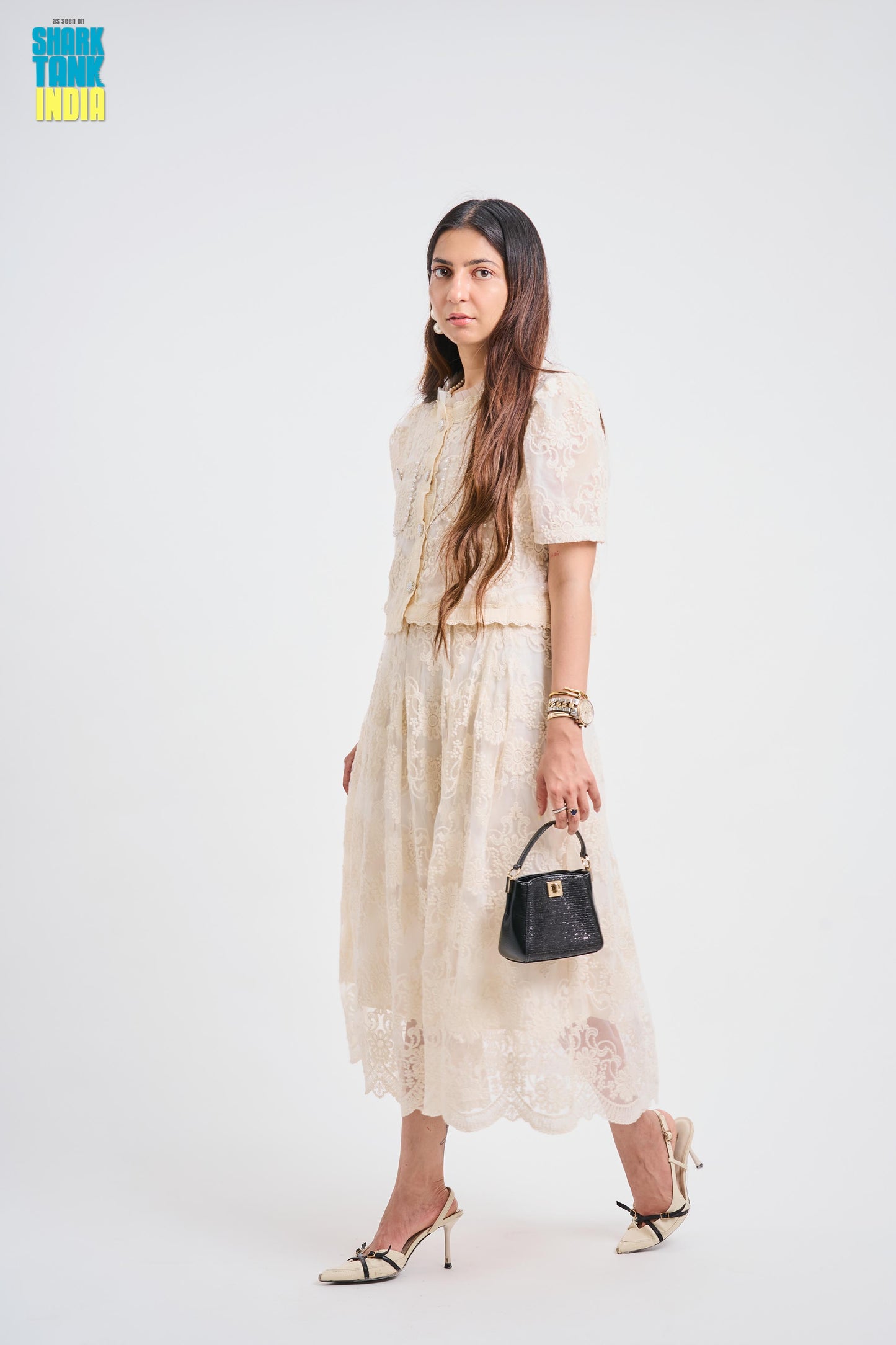 Tbfo Safed Pari Cream Coord Set