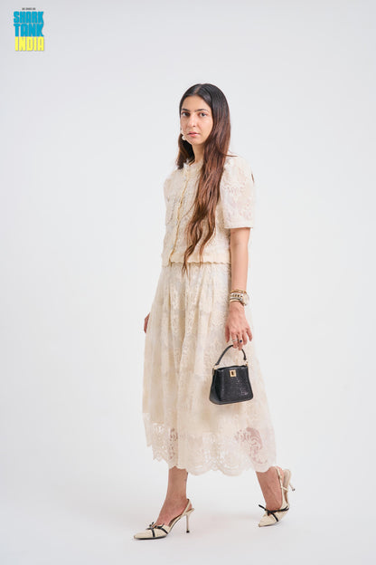 Tbfo Safed Pari Cream Coord Set
