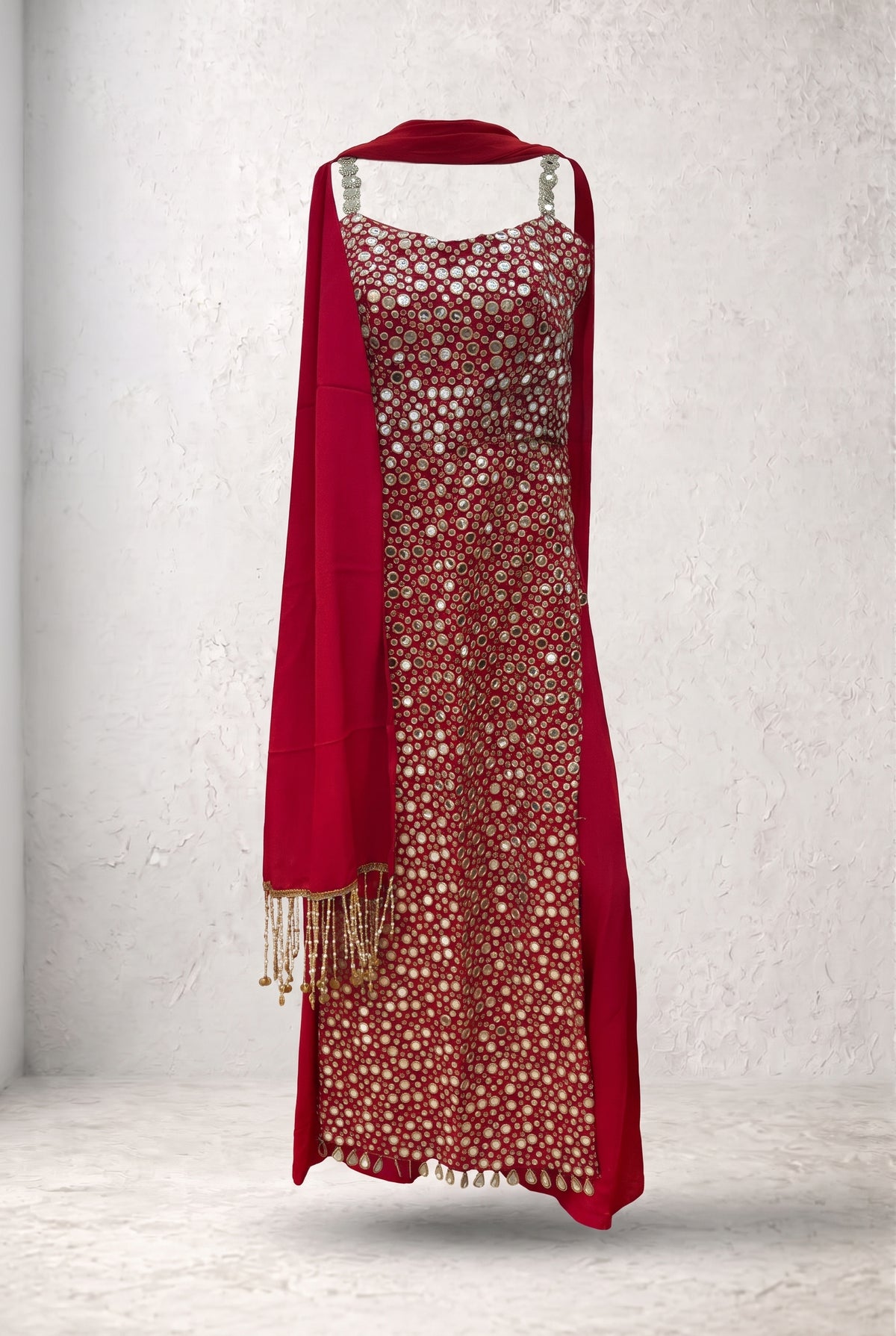 Tbfo Red Flag Fit – Embellished 2-Piece Designer Dress Set