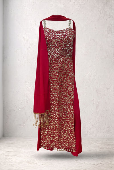 Tbfo Red Flag Fit – Embellished 2-Piece Designer Dress Set