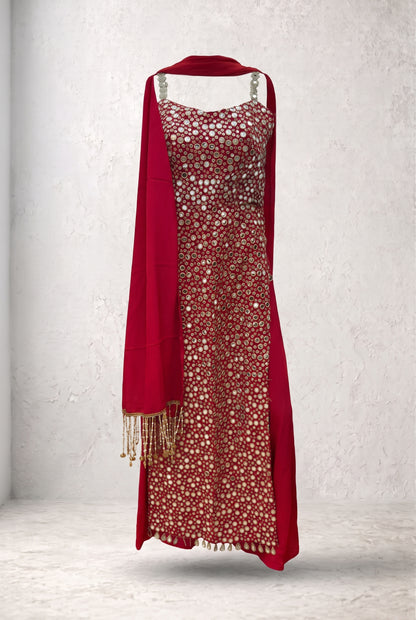 Tbfo Red Flag Fit – Embellished 2-Piece Designer Dress Set