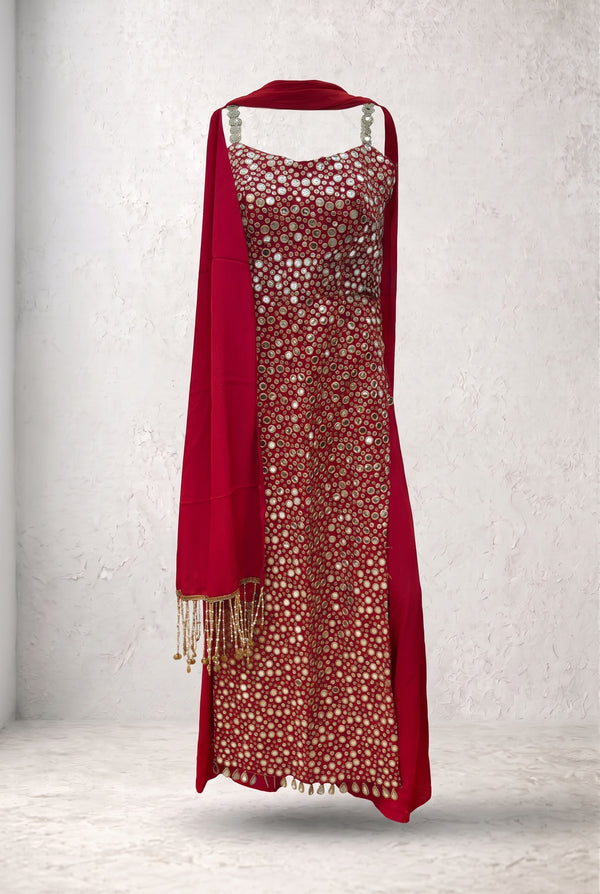 Tbfo Red Flag Fit – Embellished 2-Piece Designer Dress Set