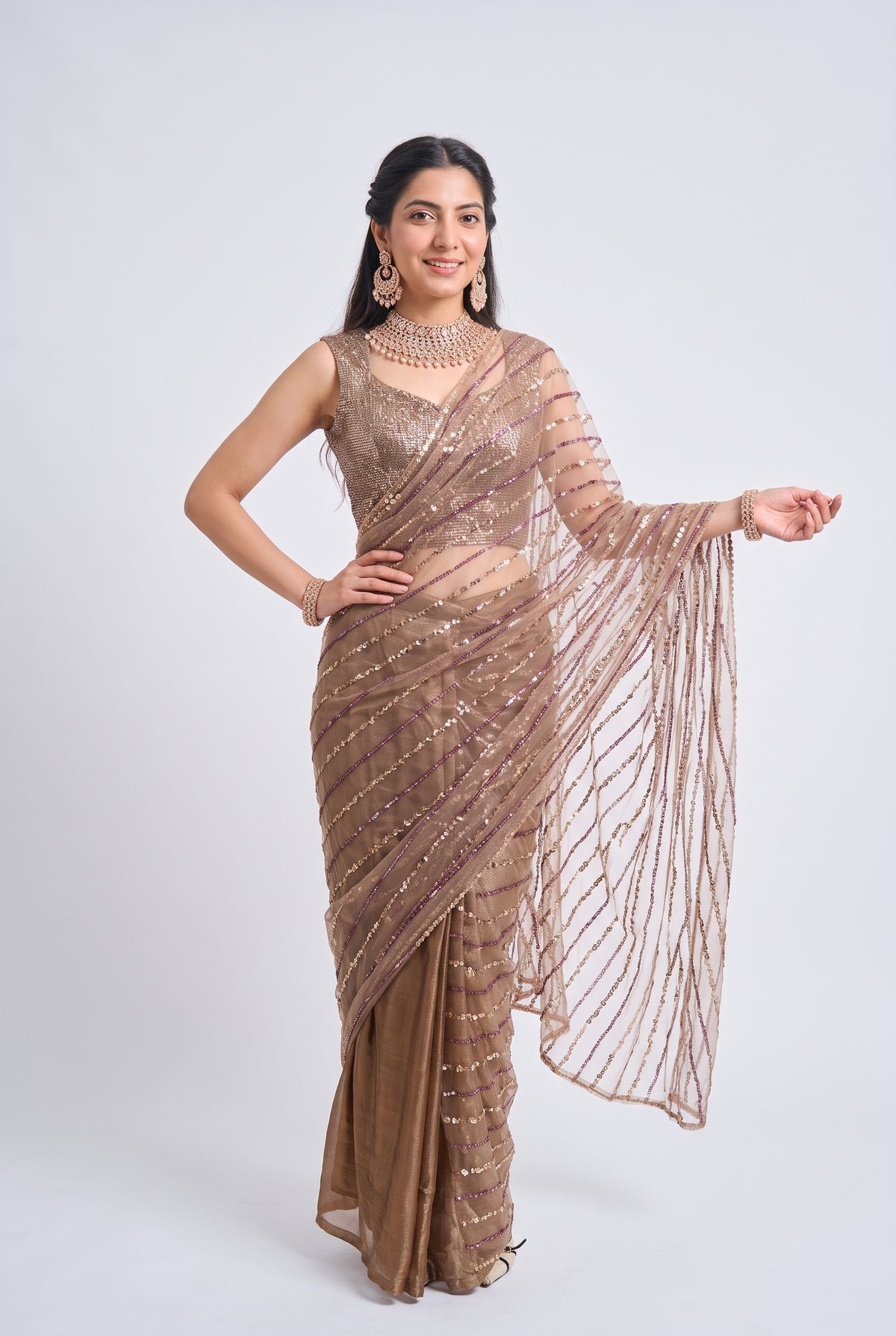 Tbfo Saree Era – Sequin Embellished Designer Saree