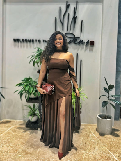 Tbfo Tez Ladki Brown Dress