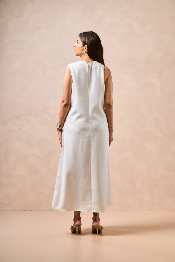 Florida Embroidered Sleeveless Dress – Ivory & Gold | Resort Wear for Women