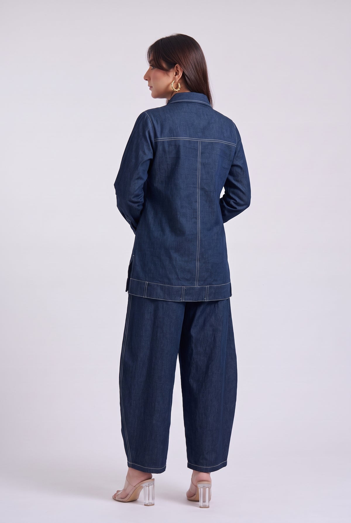 Tbfo Barrel Fit Denim Blue Coord Set