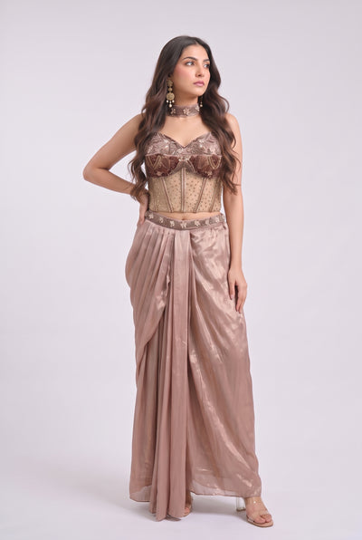 Tbfo Currymaa Dusty Rose 3 Piece Indo-Western 