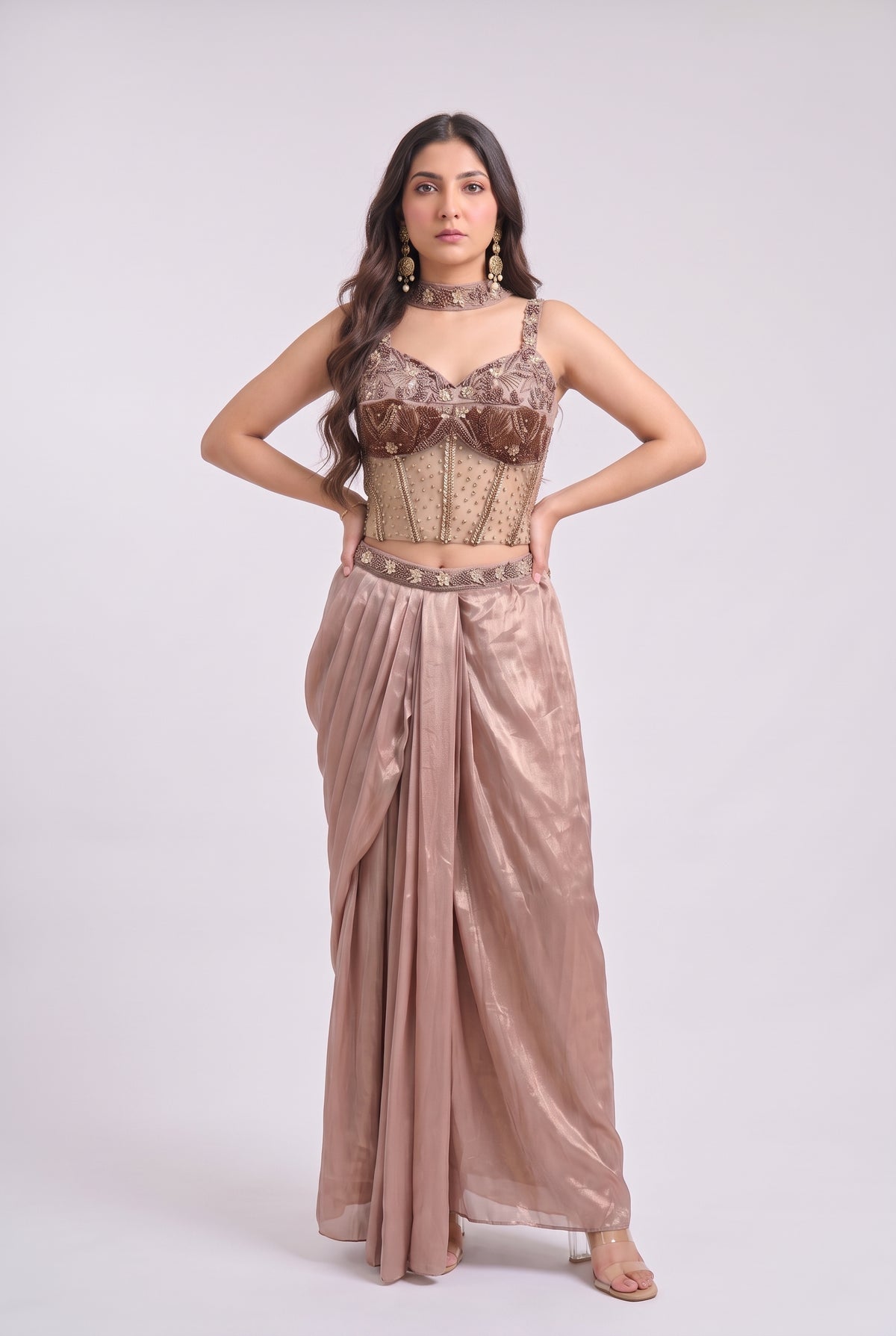 Tbfo Currymaa Dusty Rose 3 Piece Indo-Western 