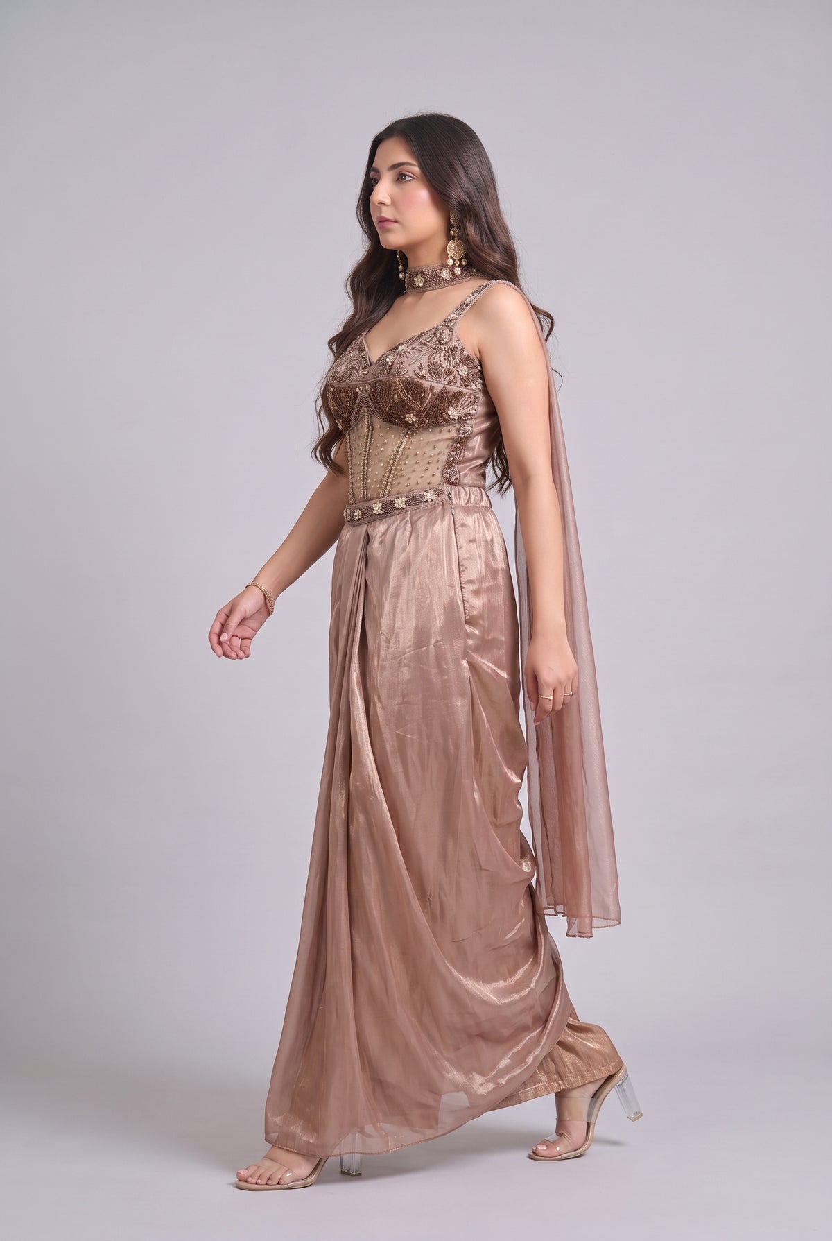 Tbfo Currymaa Dusty Rose 3 Piece Indo-Western 
