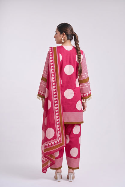Tbfo Delulu Pink Printed 3-Piece Kurta Set