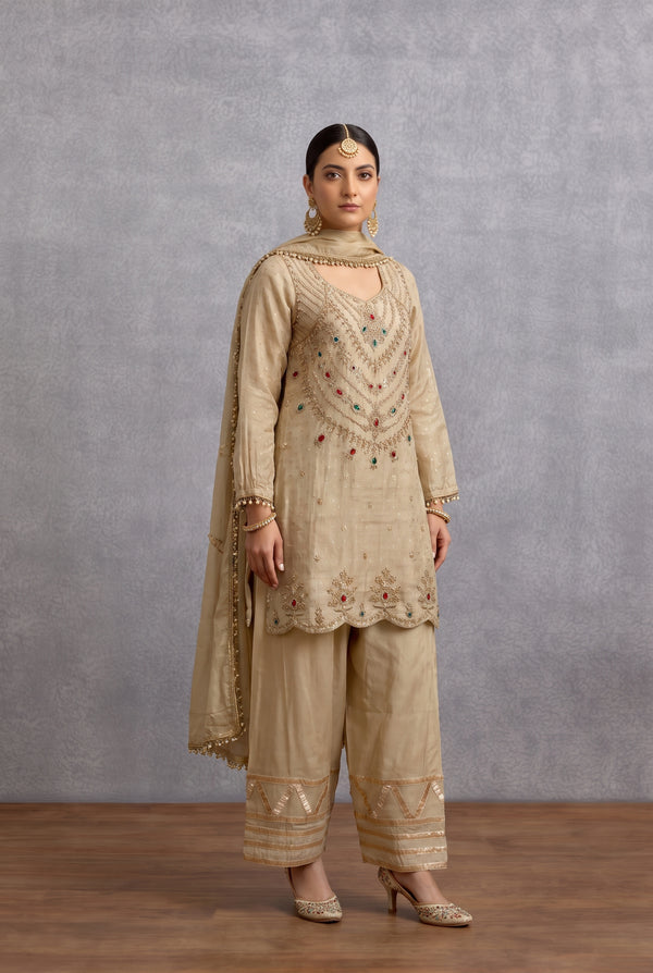Tbfo Desi Gal – Embellished 3-Piece Kurta Palazzo Set