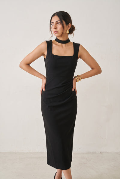 Tbfo Green Flag Date – Elegant Black Bodycon Maxi Dress