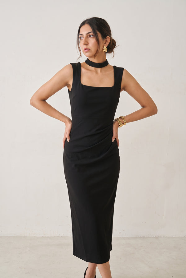 Tbfo Green Flag Date – Elegant Black Bodycon Maxi Dress