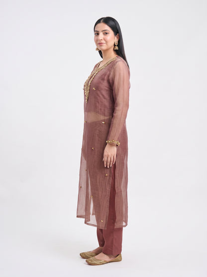 Tbfo Gulabi Shimmer Embellished Kurta & Pant Set