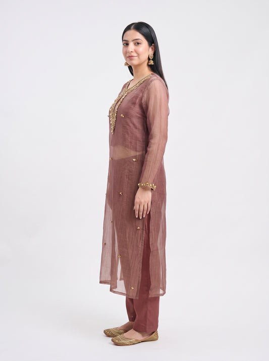Tbfo Gulabi Shimmer Embellished Kurta & Pant Set