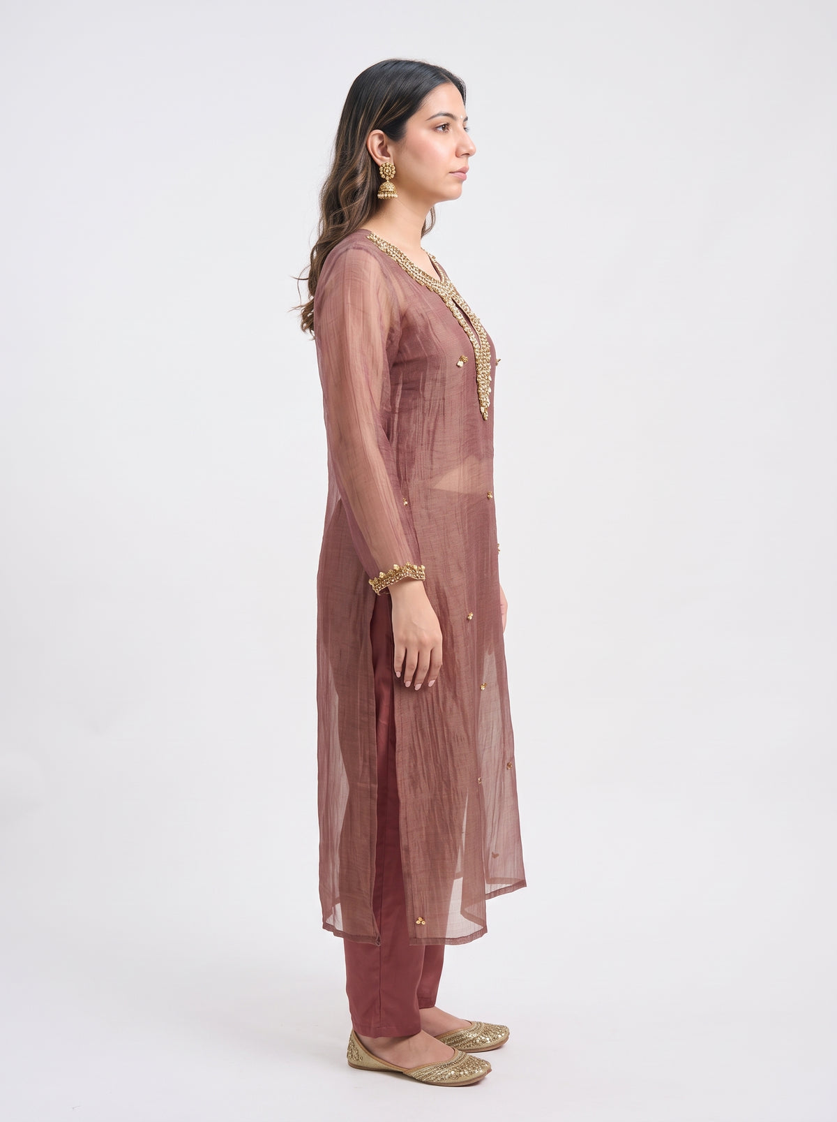 Tbfo Gulabi Shimmer Embellished Kurta & Pant Set