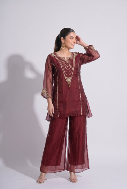 Tbfo Lal Shabnam – Embroidered Coord set