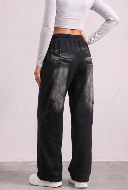 Tbfo Lazy Girl – Black Relaxed-Fit Drawstring Jogger Pants
