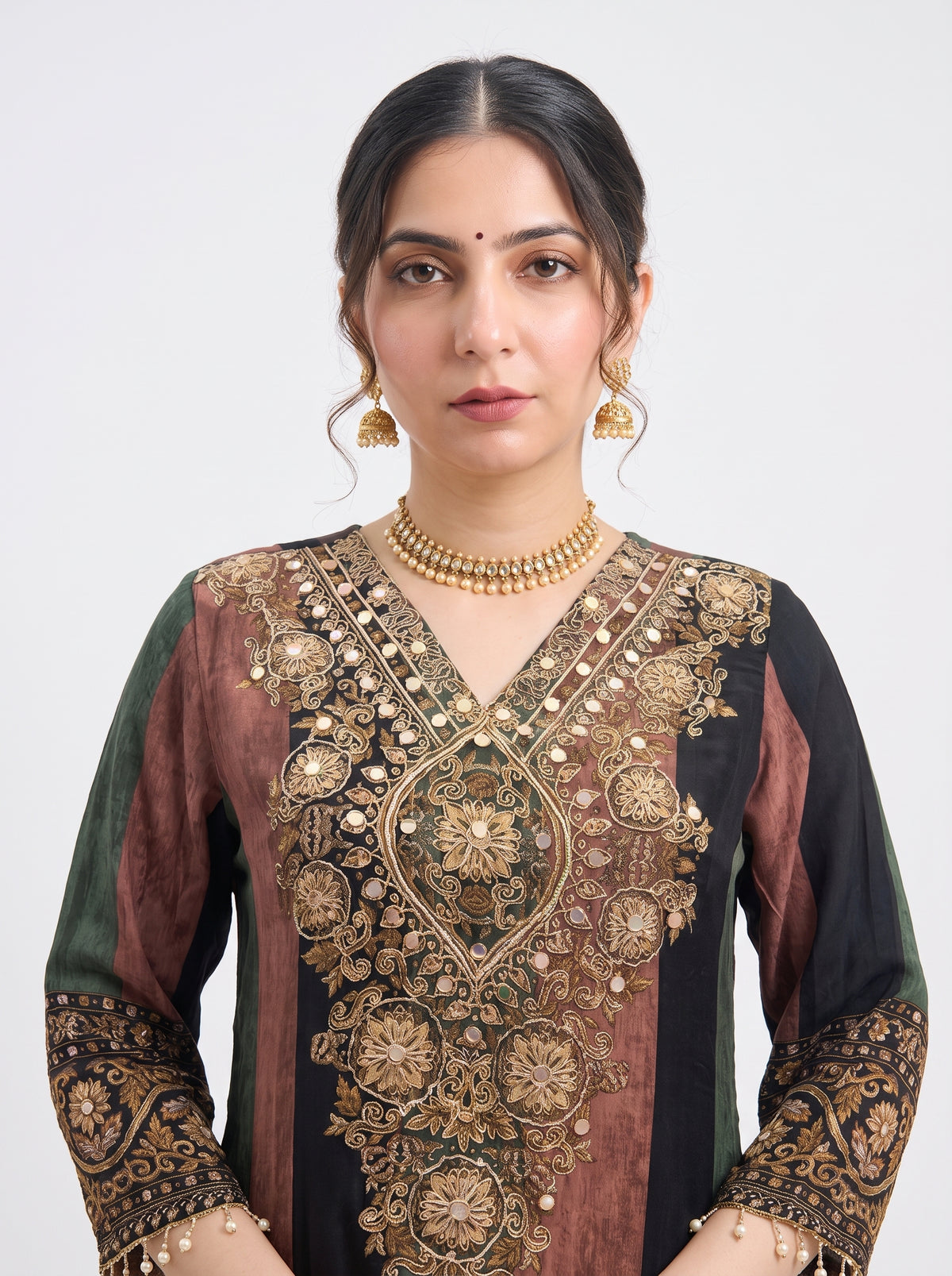 Tbfo Nawabi poshak Embroidered Kurta Pant & Dupatta Set