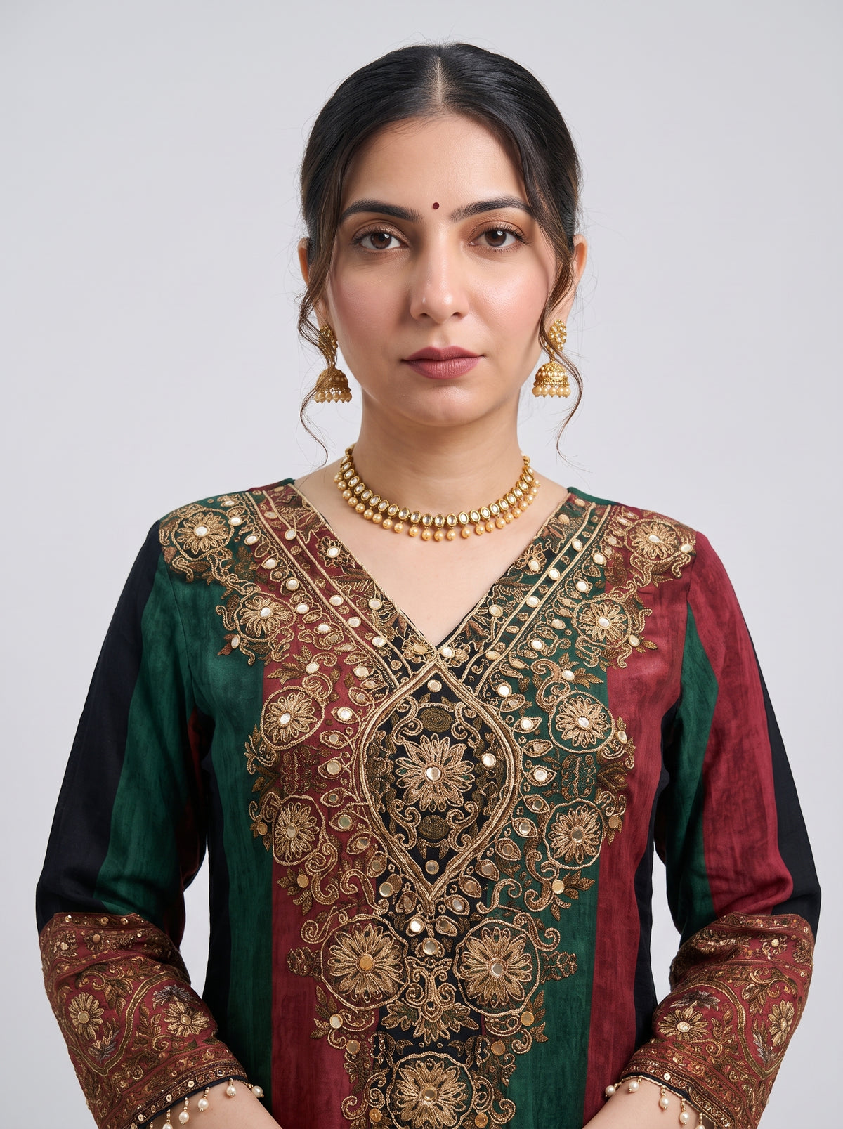Tbfo Nawabi poshak Embroidered Kurta Pant & Dupatta Set