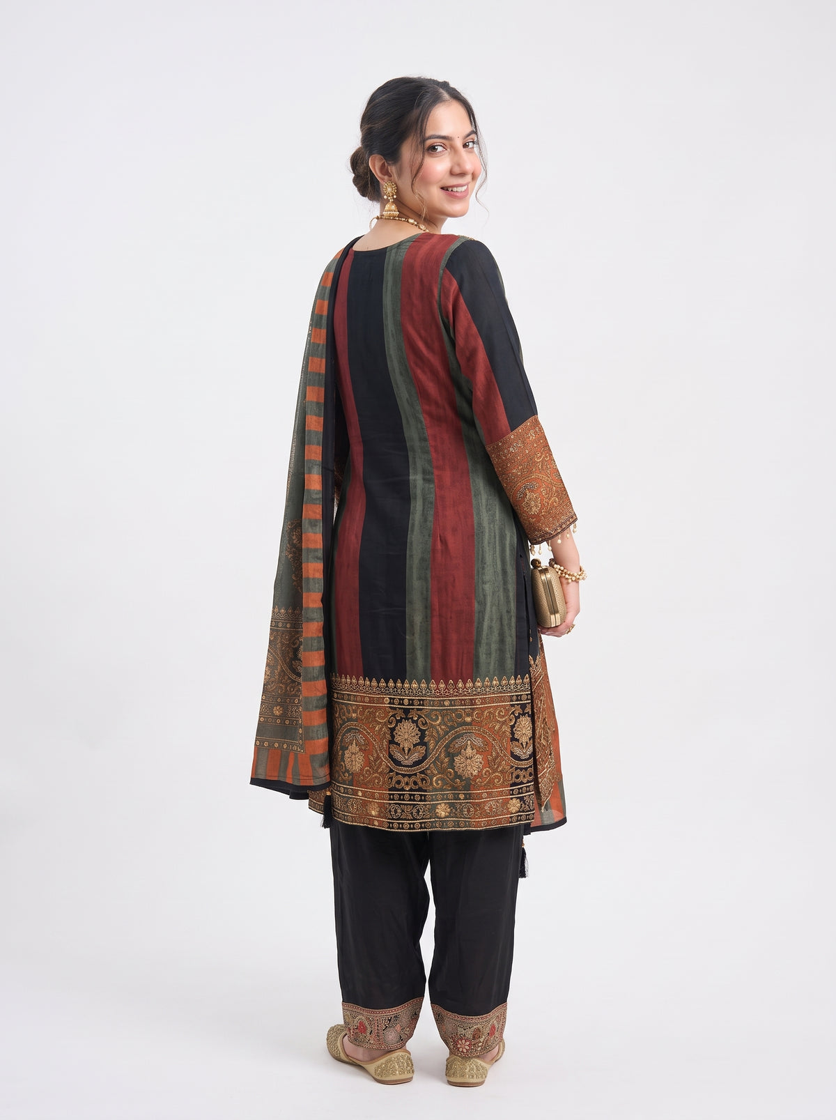 Tbfo Nawabi poshak Embroidered Kurta Pant & Dupatta Set