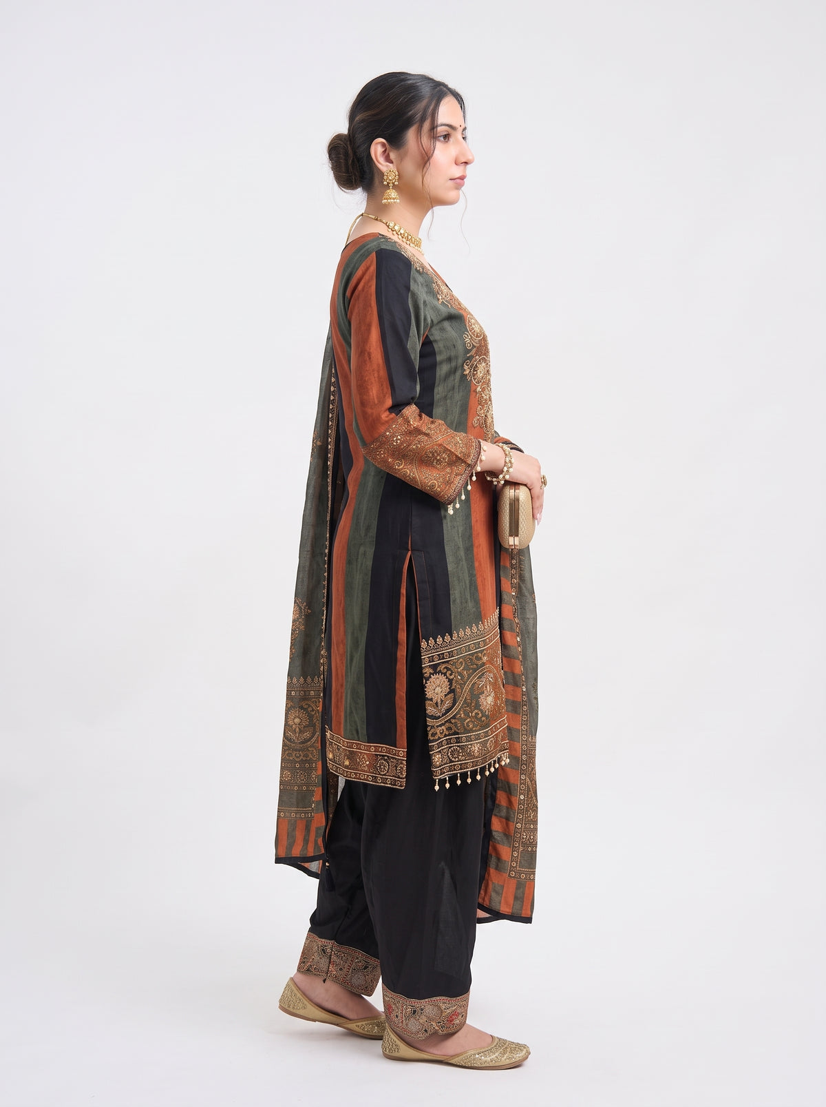 Tbfo Nawabi poshak Embroidered Kurta Pant & Dupatta Set
