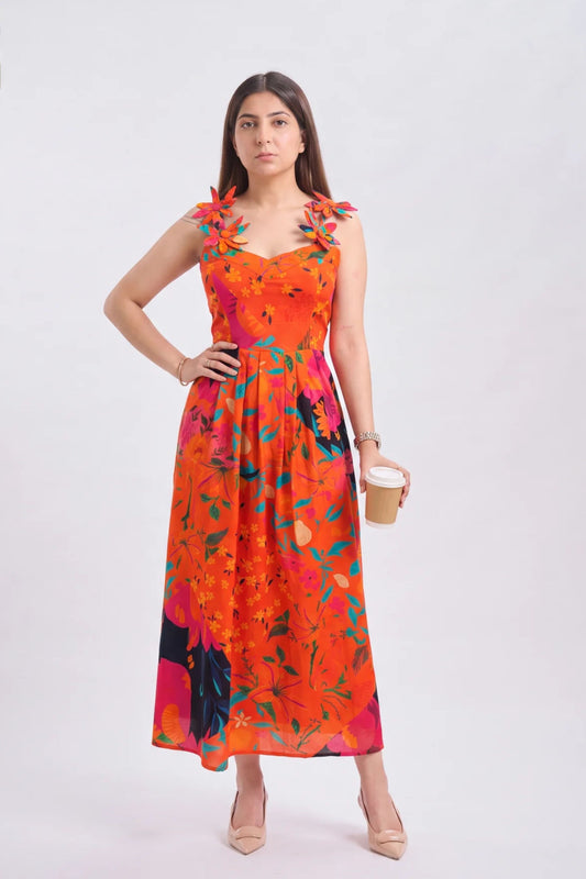 Tbfo Palm Sunset Orange Multi Dress