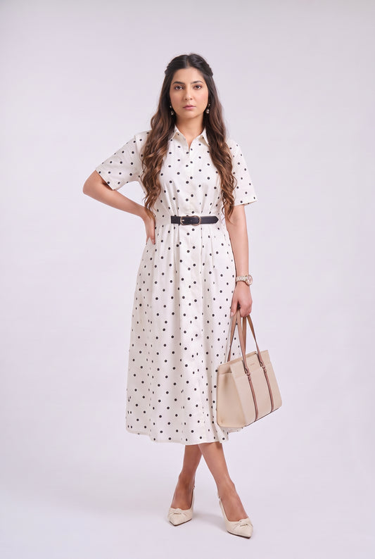 Tbfo Polka Mini Belt Dress