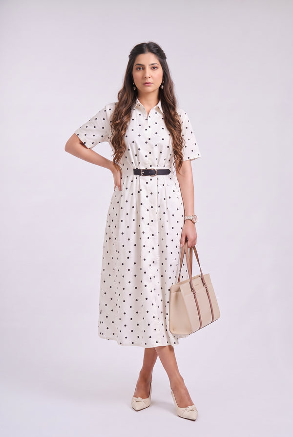 Tbfo Polka Mini Belt Dress