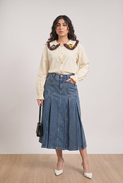 Tbfo Pooh Ki Behen – Embroidered Collar Detail Shirt Top