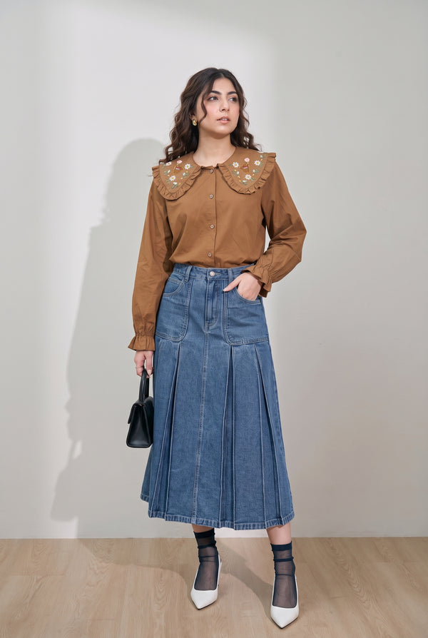 Tbfo Pooh Ki Behen – Embroidered Collar Detail Shirt Top