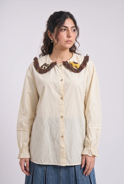 Tbfo Pooh Ki Behen – Embroidered Collar Detail Shirt Top