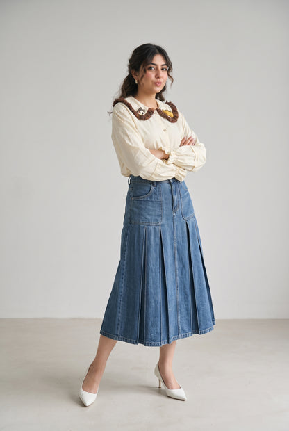 Tbfo Pooh Ki Behen – Embroidered Collar Detail Shirt Top