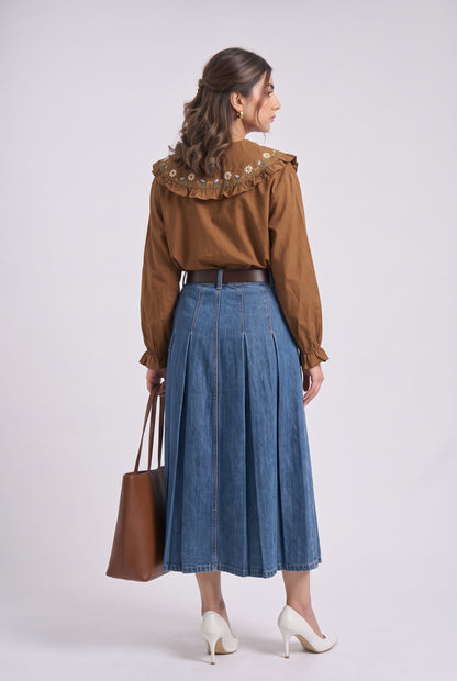 Tbfo Pooh Ki Behen – Embroidered Collar Detail Shirt Top