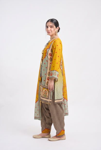 Tbfo Sikka Printed Kurta Pant & Dupatta Set