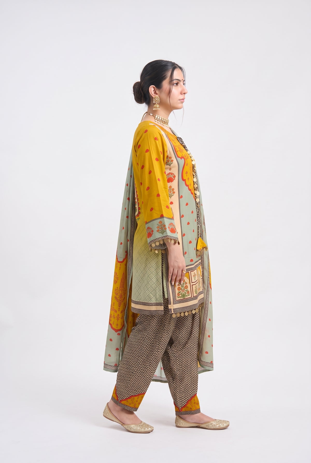 Tbfo Sikka Printed Kurta Pant & Dupatta Set